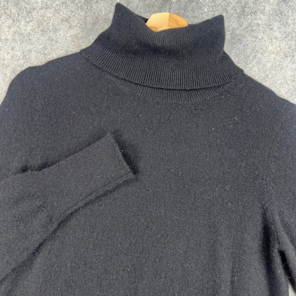 White + Warren Sweater Womens S Black‎ 100% Cashmere Turtleneck Knit Pullover